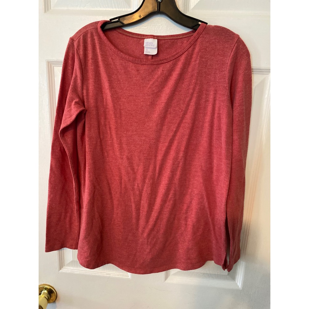 Stars Above Womens XS Heathered Red Long Sleeve Lounge Top Crew Neck PajamaShirt